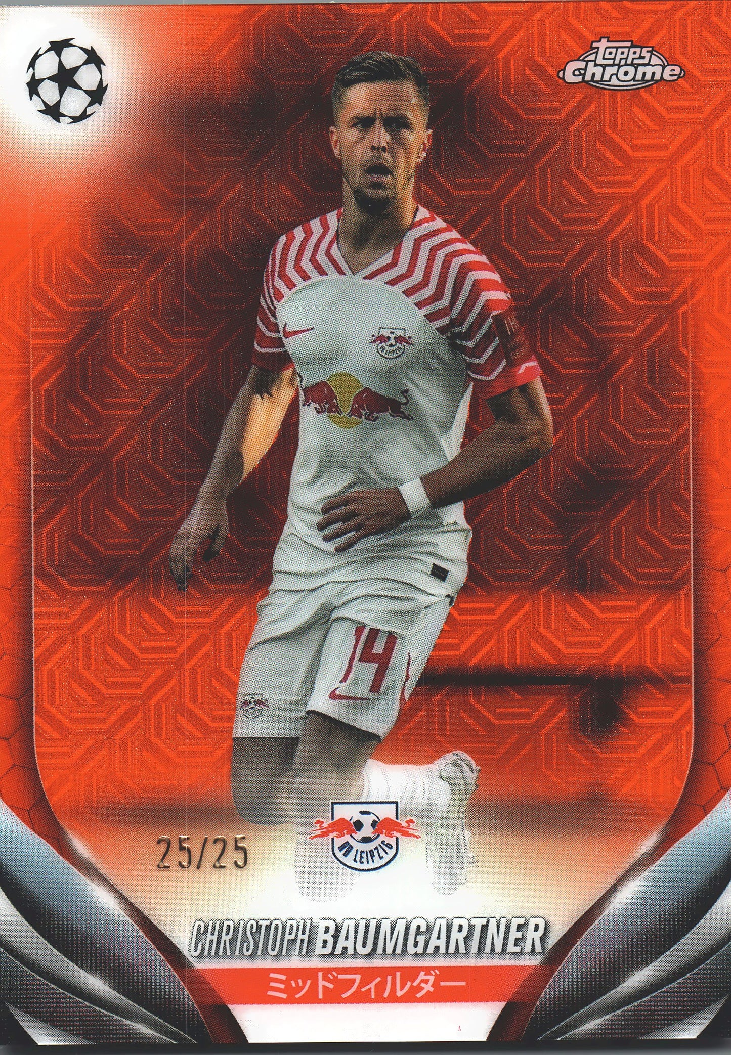 2023 Topps Chrome UCC Orange Mojo /25 Christoph Baumgartner #130 RB Leipzig