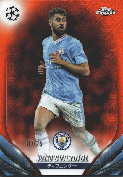2023 Topps Chrome UCC Orange Mojo /25 Josko Gvardiol #196 Manchester City