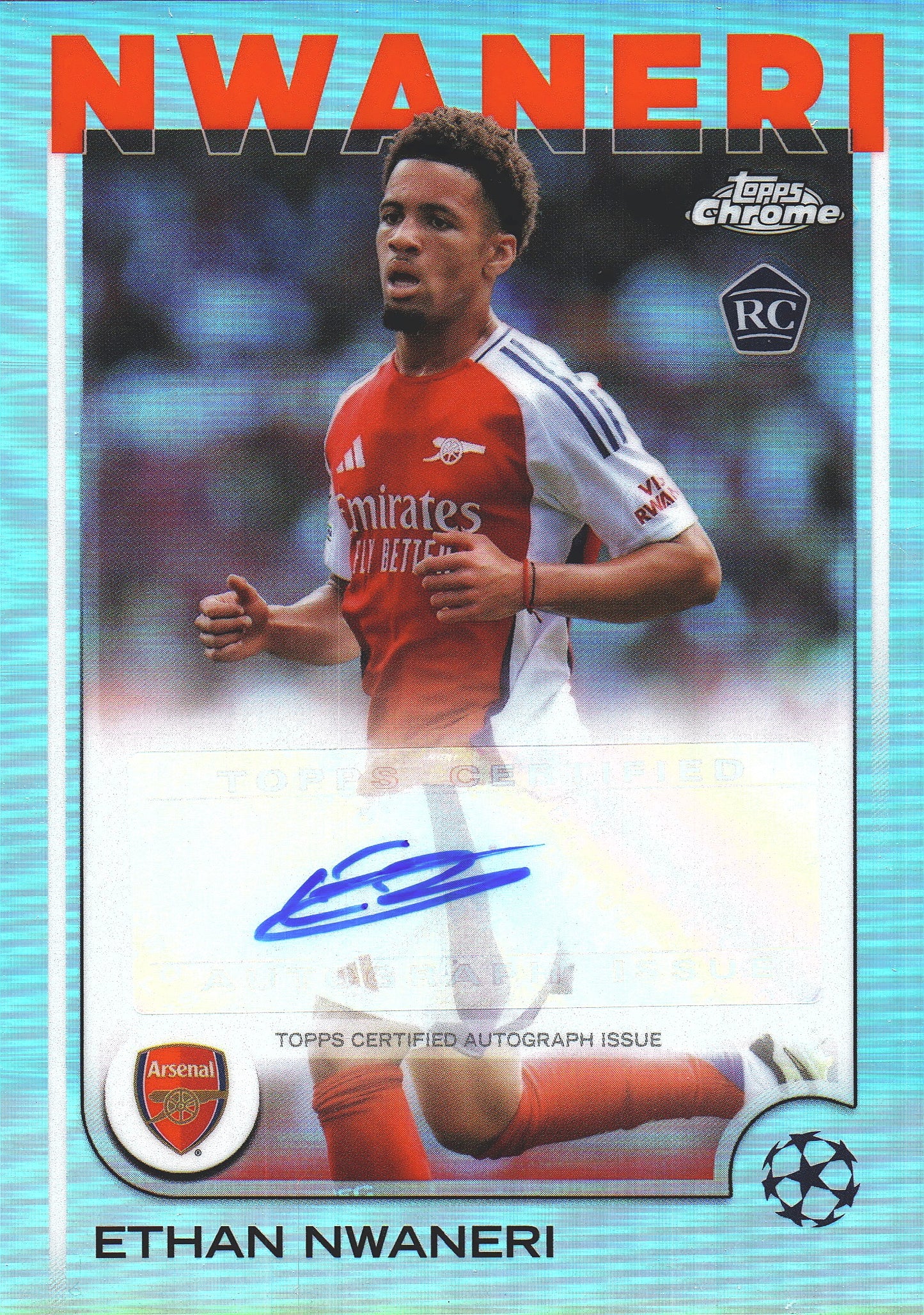 2024 Topps Chrome UCC Autograph Ethan Nwaneri RC #CA-EN Arsenal FC