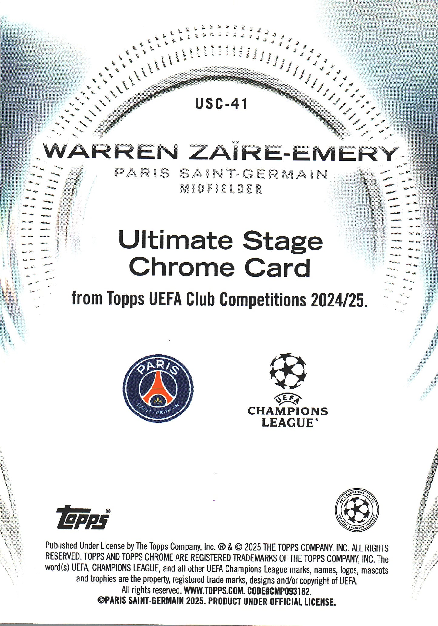 2024 Topps UCC Flagship Ultimate Stage Warren Zaire-Emery #USC-41 Paris Saint-Germain