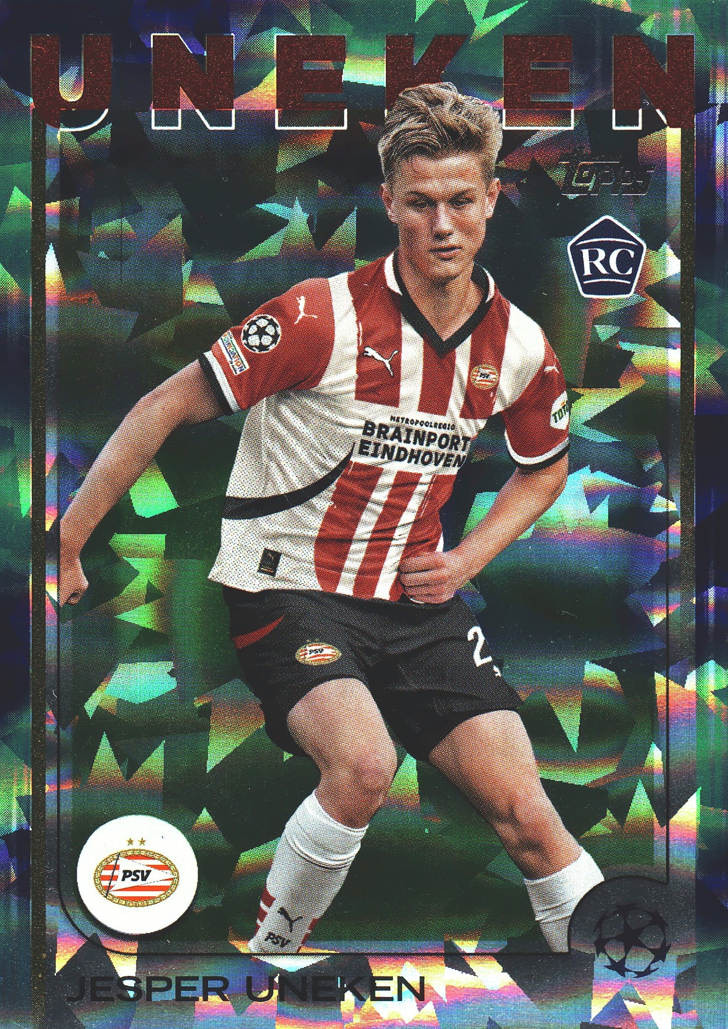 2024 Topps UCC Flagship Northern Lights Foil Jesper Uneken RC #97 PSV Eindhoven