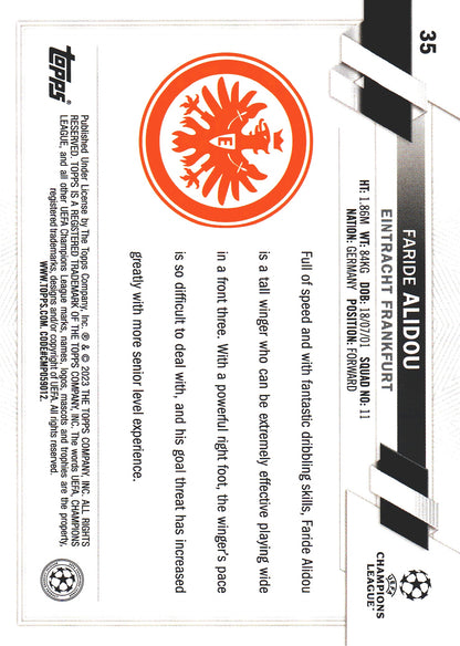 2022 Topps UCC Flagship 1st Edition Faride Alidou RC #35 Eintracht Frankfurt