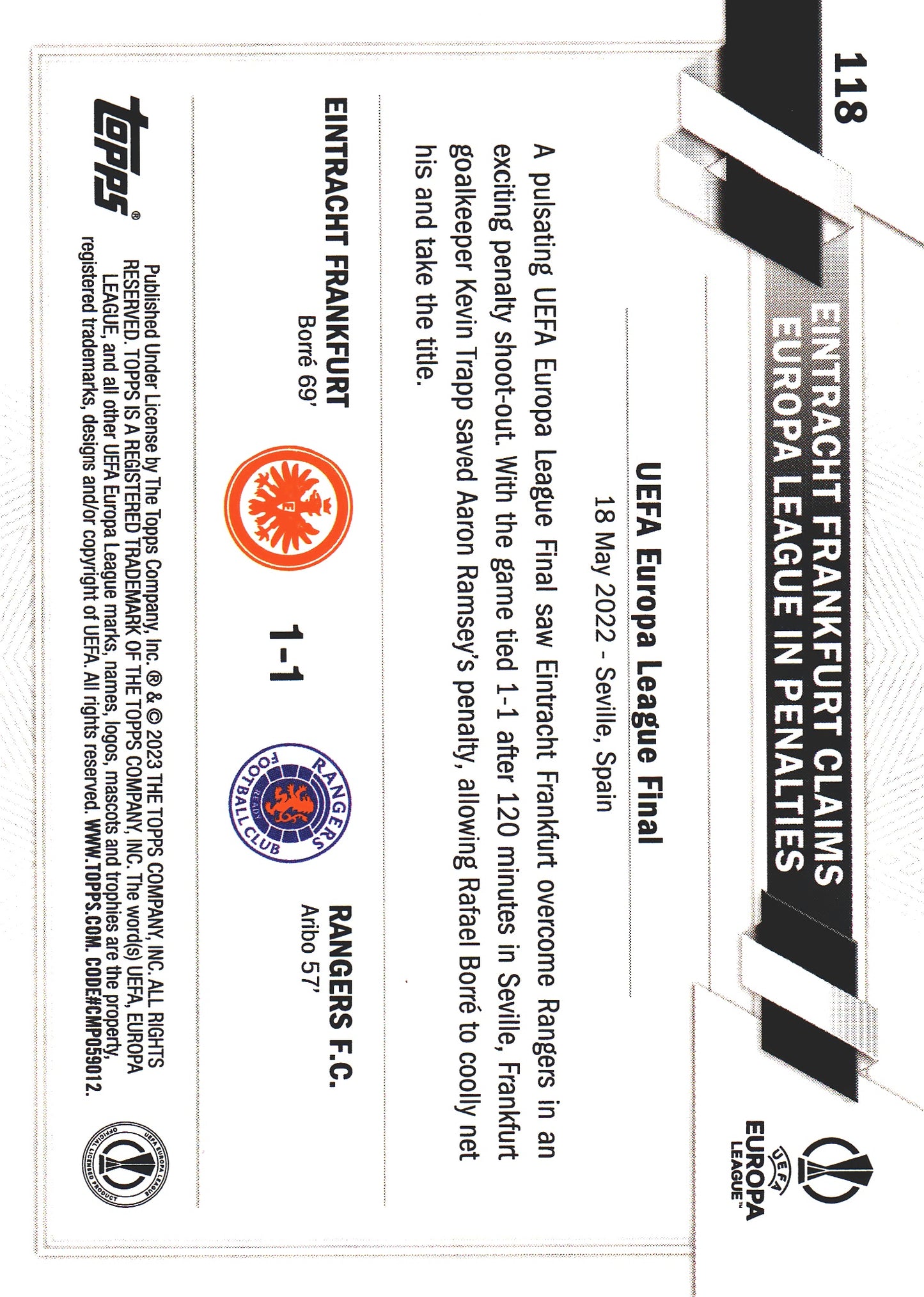 2022 Topps UCC Flagship 1st Edition Title Winners #118 Eintracht Frankfurt