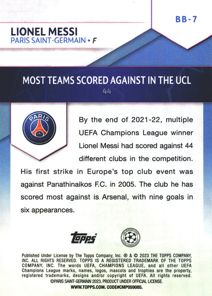 2022 Topps UCC Flagship Best Of The Best Lionel Messi #BB-7 Paris Saint-Germain