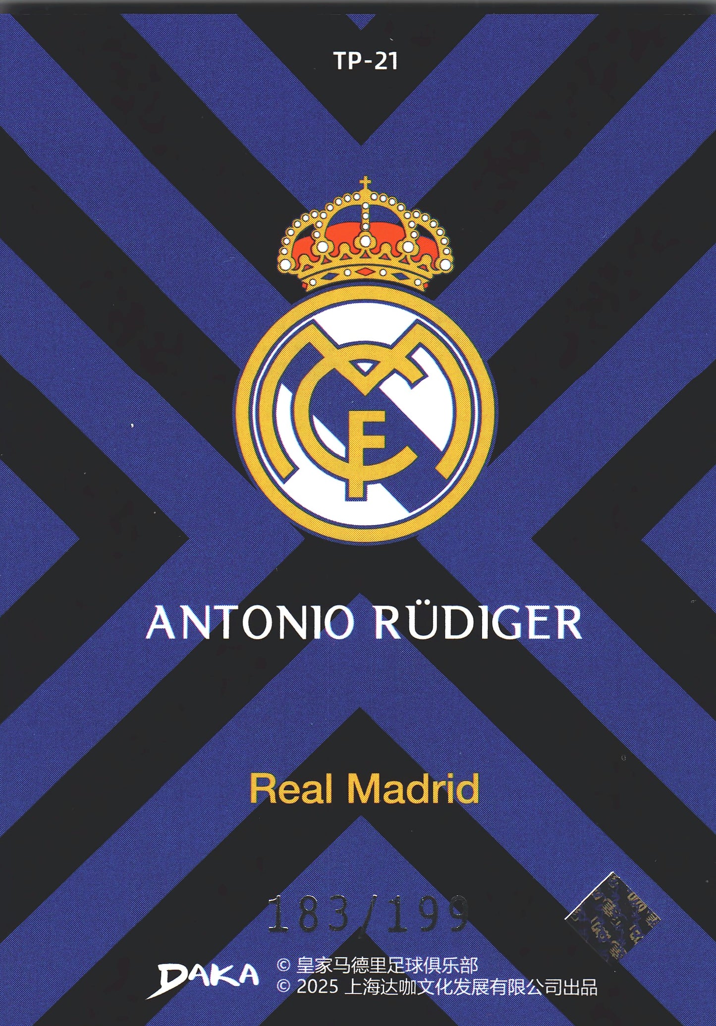 2025 Daka Real Madrid Antonio Rudiger /199 #TP-21 Real Madrid