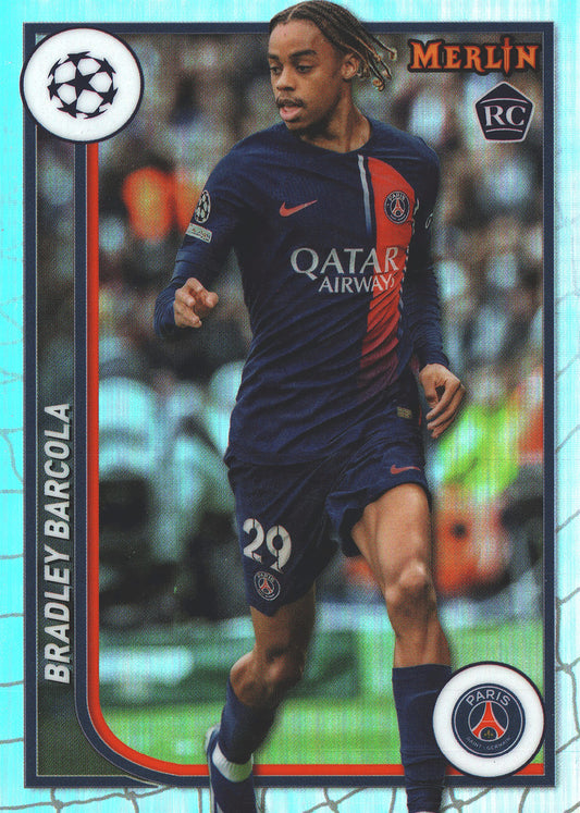 2023 Topps Merlin Chrome UCC Refractor Bradley Barcola RC #96 Paris Saint-Germain