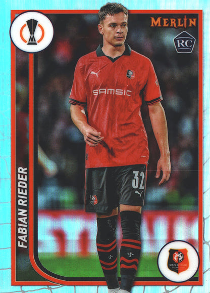 2023 Topps Merlin Chrome UCC Refractor Fabian Rieder RC #129 Stade Rennais