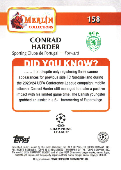 2024 Topps Chrome Merlin UCC Conrad Harder RC #158 Sporting Clube de Portugal