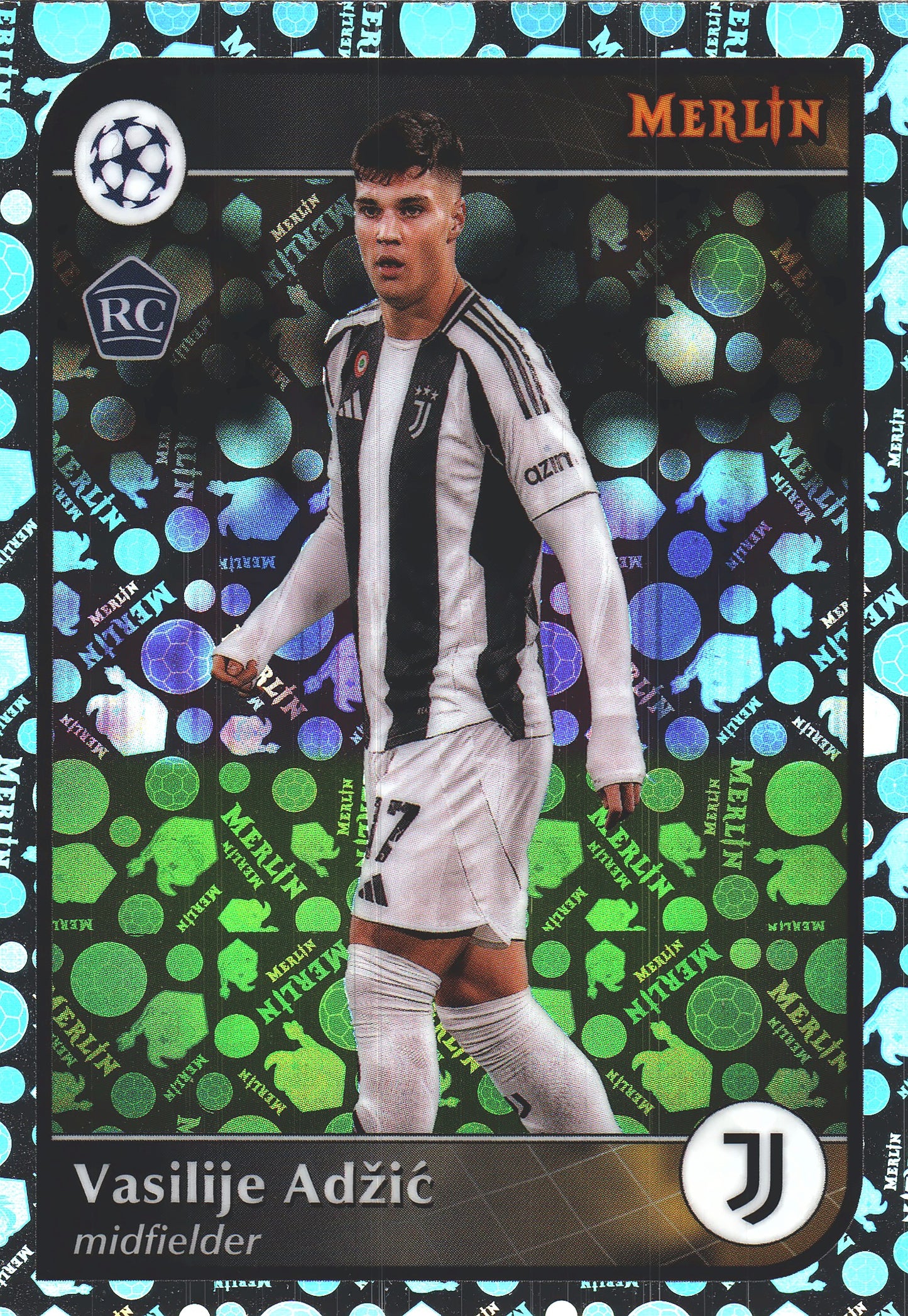 2024 Topps Chrome Merlin UCC Vintage Vasilije Adzic RC #173 Juventus