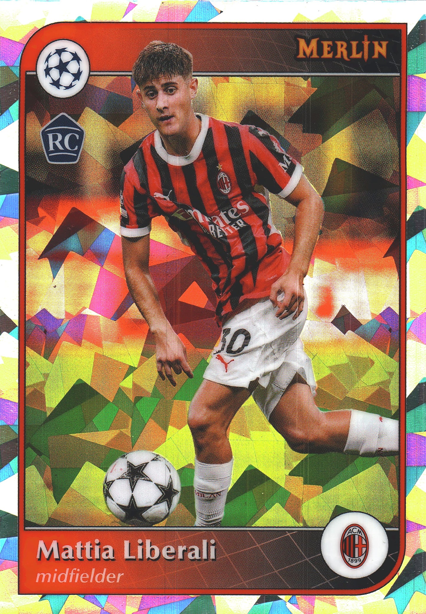 2024 Topps Chrome Merlin UCC Atomic Mattia Liberali RC #108 A.C. Milan