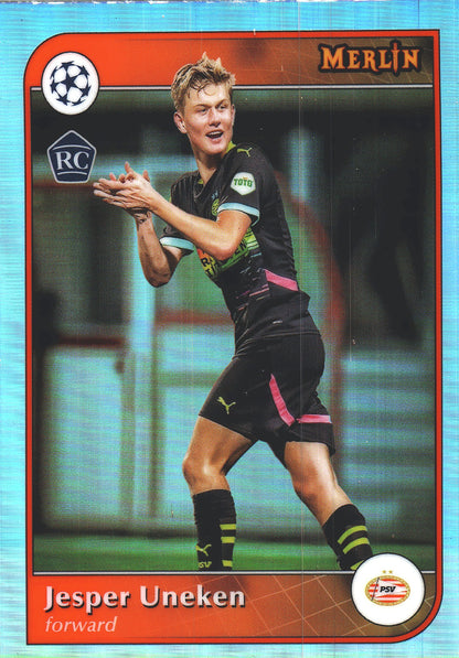 2024 Topps Chrome Merlin UCC Refractor Jesper Uneken RC #62 PSV Eindhoven