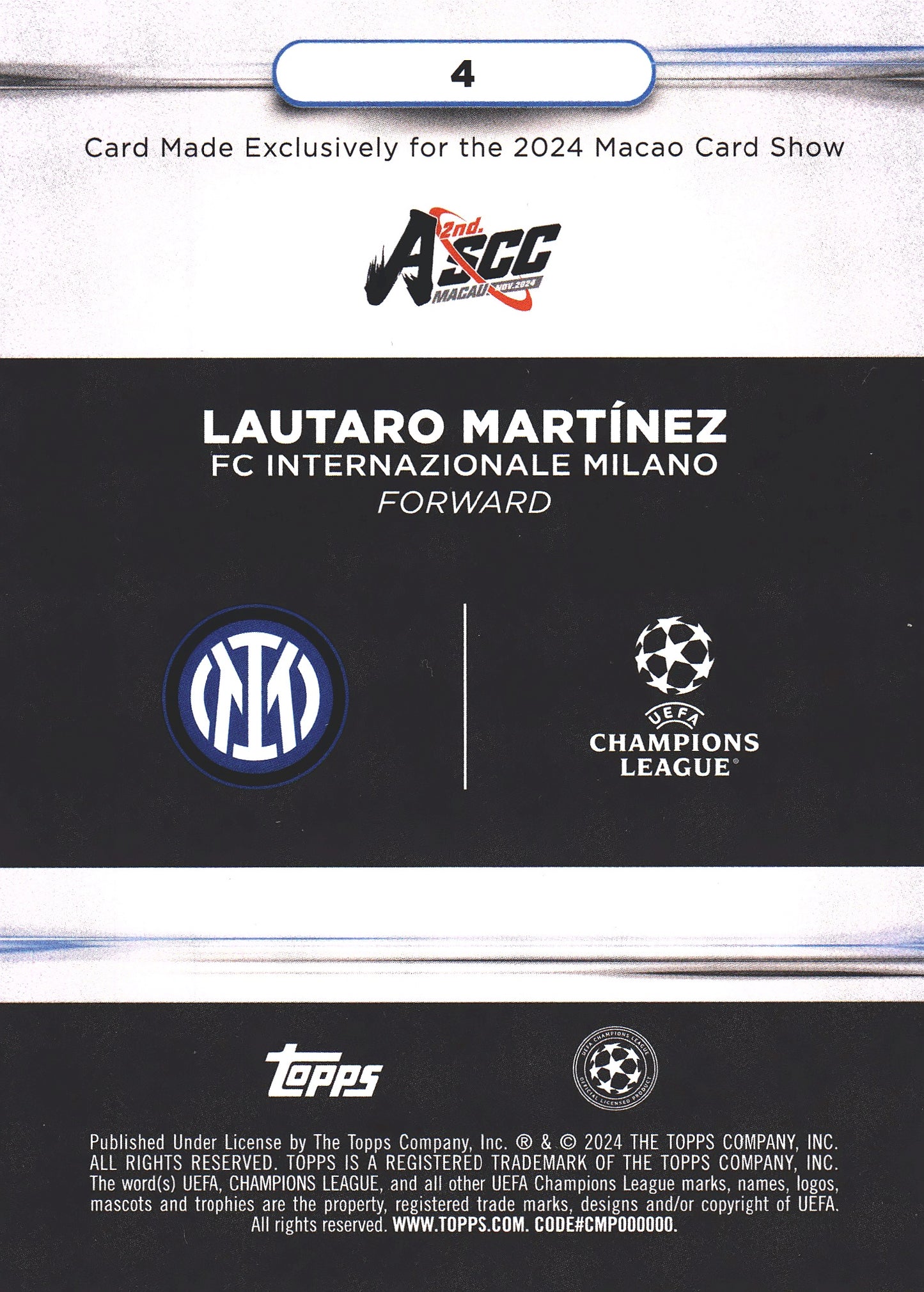 2024 Topps ASCC Macao Lautaro Martinez #4 Inter Milan