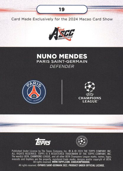 2024 Topps ASCC Macao Nuno Mendes #19 Paris Saint-Germain