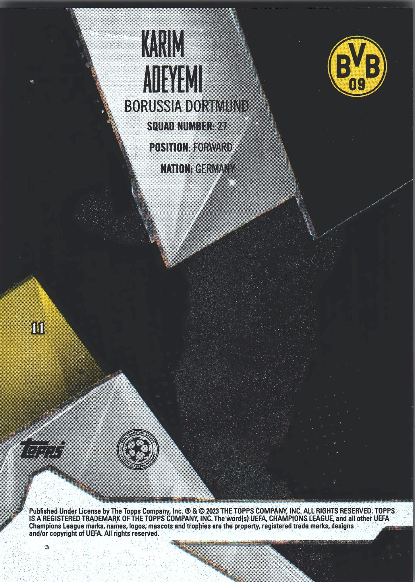 2022 Topps Crystal Karim Adeyemi /50 #11 Borussia Dortmund