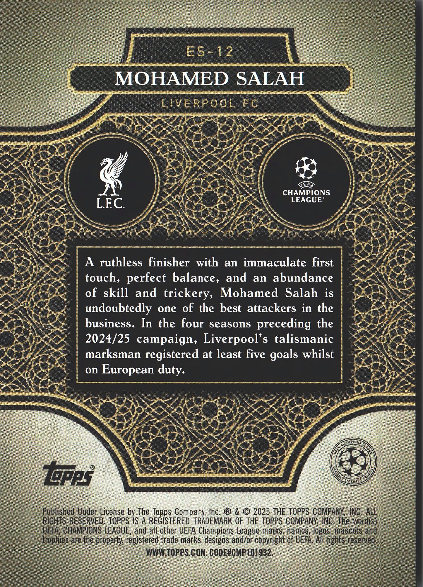 2024 Topps Chrome Merlin UCC Elite Society Mohamed Salah #ES-12 Liverpool