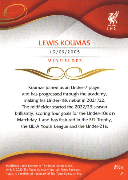 2022 Topps Lineage Liverpool Lewis Koumas 1st #4 Liverpool