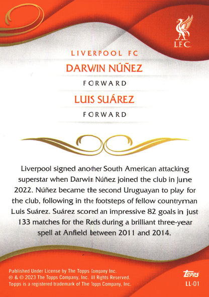 2022 Topps Lineage Liverpool Lenticular Darwin Nunez / Luis Suarez #LL-01