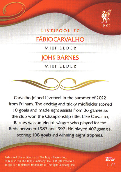 2022 Topps Lineage Liverpool Lenticular Fabio Carvalho / John Barnes #LL-02