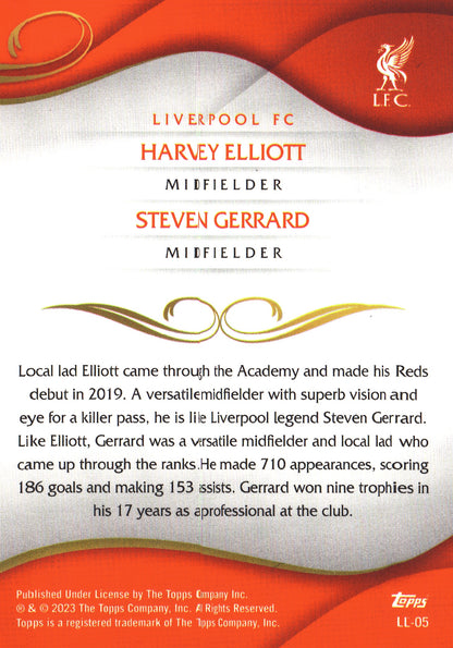 2022 Topps Lineage Liverpool Lenticular Harvey Elliott / Steven Gerrard #LL-05
