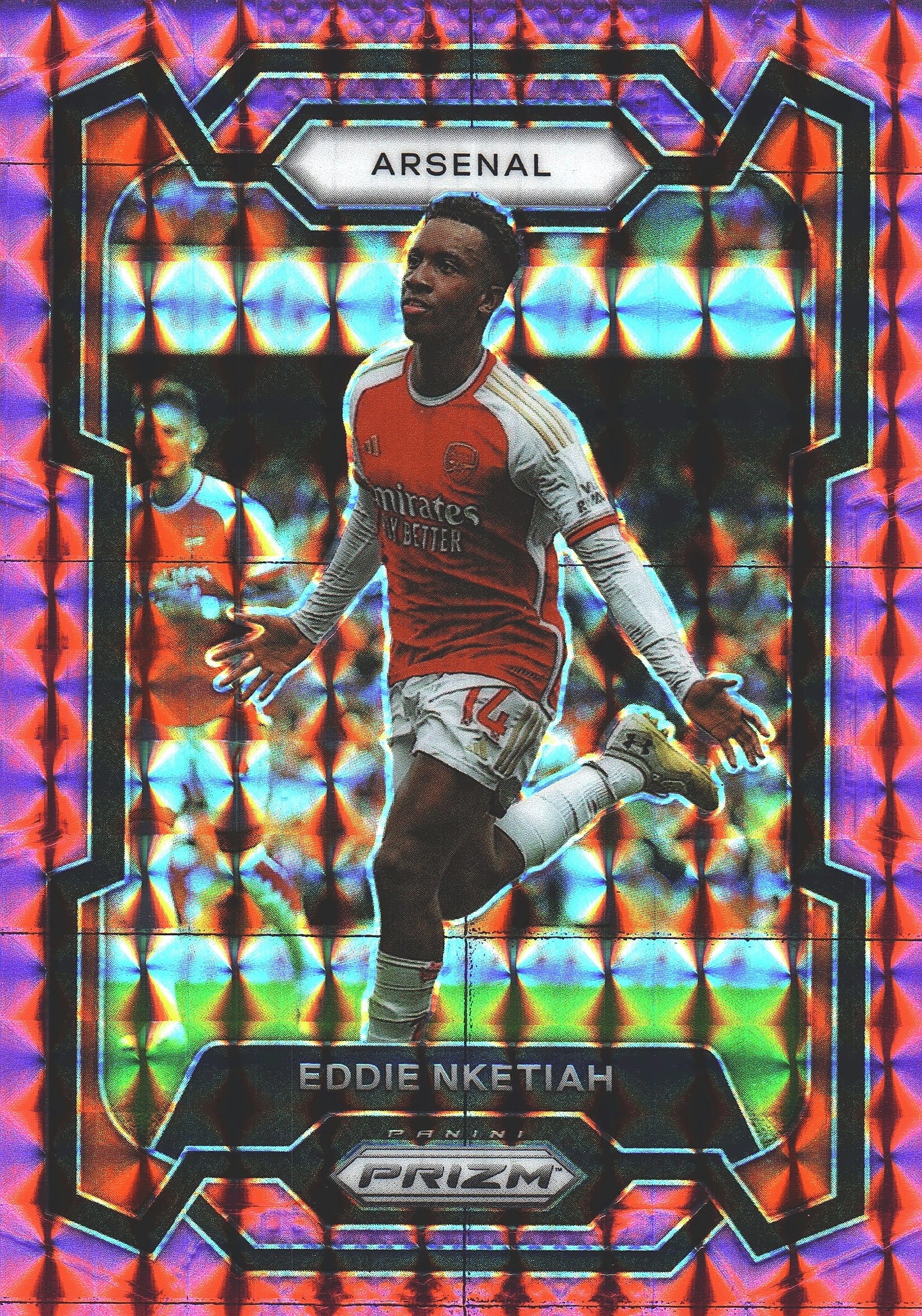 2023 Panini Prizm Premier League Pink Mosaic Eddie Nketiah #28 Arsenal FC