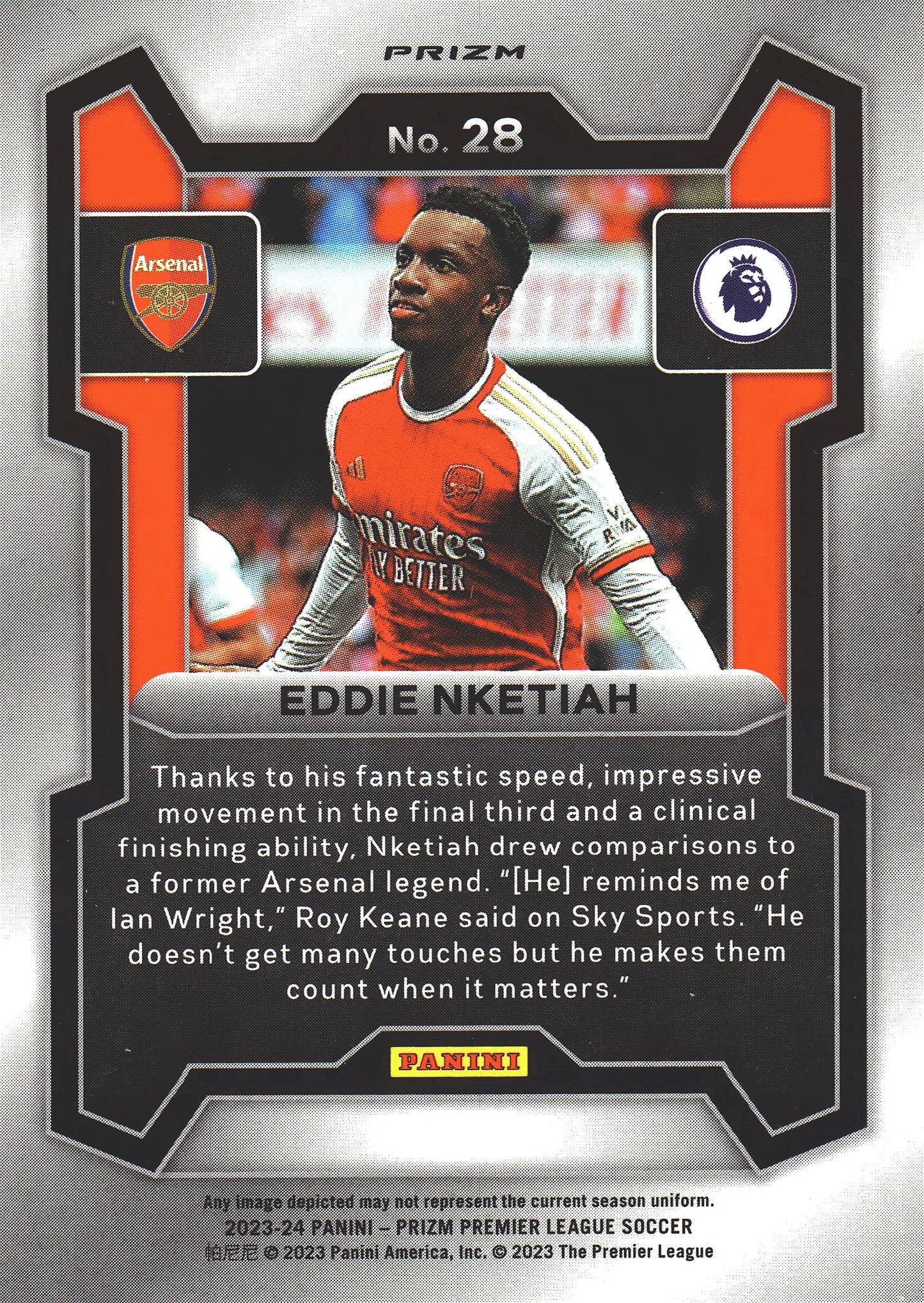 2023 Panini Prizm Premier League Pink Mosaic Eddie Nketiah #28 Arsenal FC