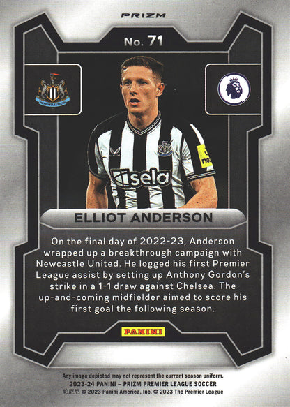 2023 Panini Prizm Premier League Pink Mosaic Elliot Anderson #71 Newcastle United