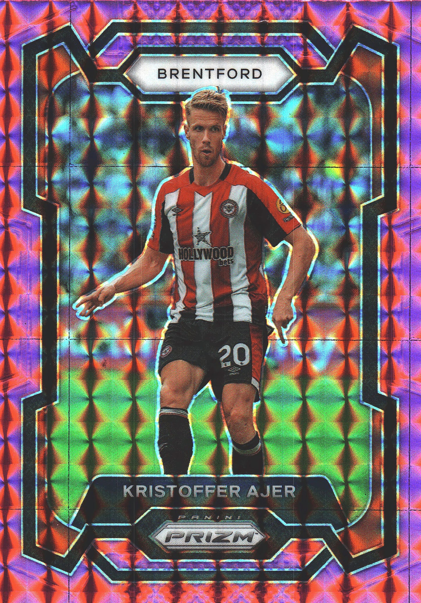 2023 Panini Prizm Premier League Pink Mosaic Kristoffer Ajer #152 Brentford