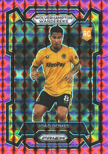 2023 Panini Prizm Premier League Pink Mosaic Joao Gomes RC #203 Wolverhampton Wanderers
