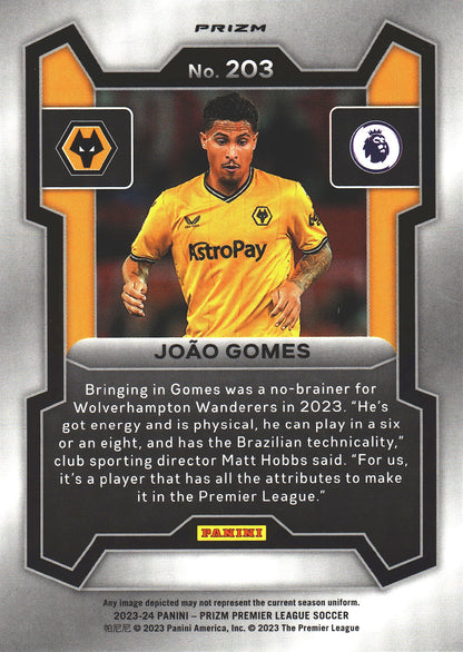 2023 Panini Prizm Premier League Pink Mosaic Joao Gomes RC #203 Wolverhampton Wanderers