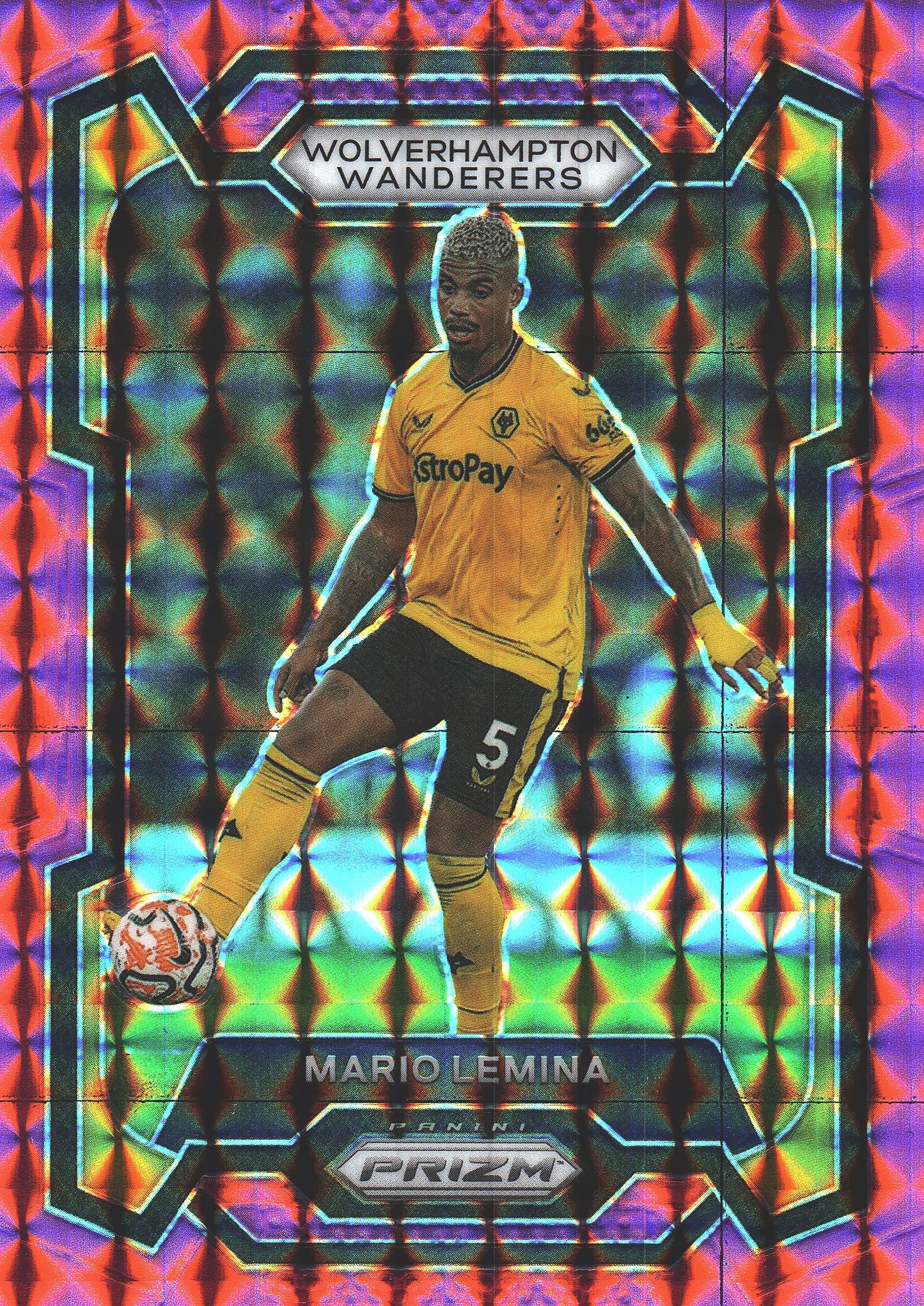 2023 Panini Prizm Premier League Pink Mosaic Mario Lemina #211 Wolverhampton Wanderers