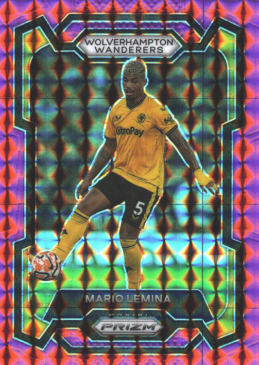 2023 Panini Prizm Premier League Pink Mosaic Mario Lemina #211 Wolverhampton Wanderers