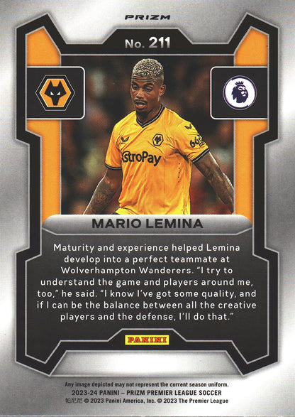 2023 Panini Prizm Premier League Pink Mosaic Mario Lemina #211 Wolverhampton Wanderers