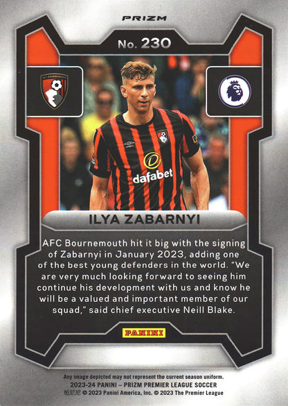 2023 Panini Prizm Premier League Pink Mosaic Illya Zabarnyi RC #230 AFC Bournemouth