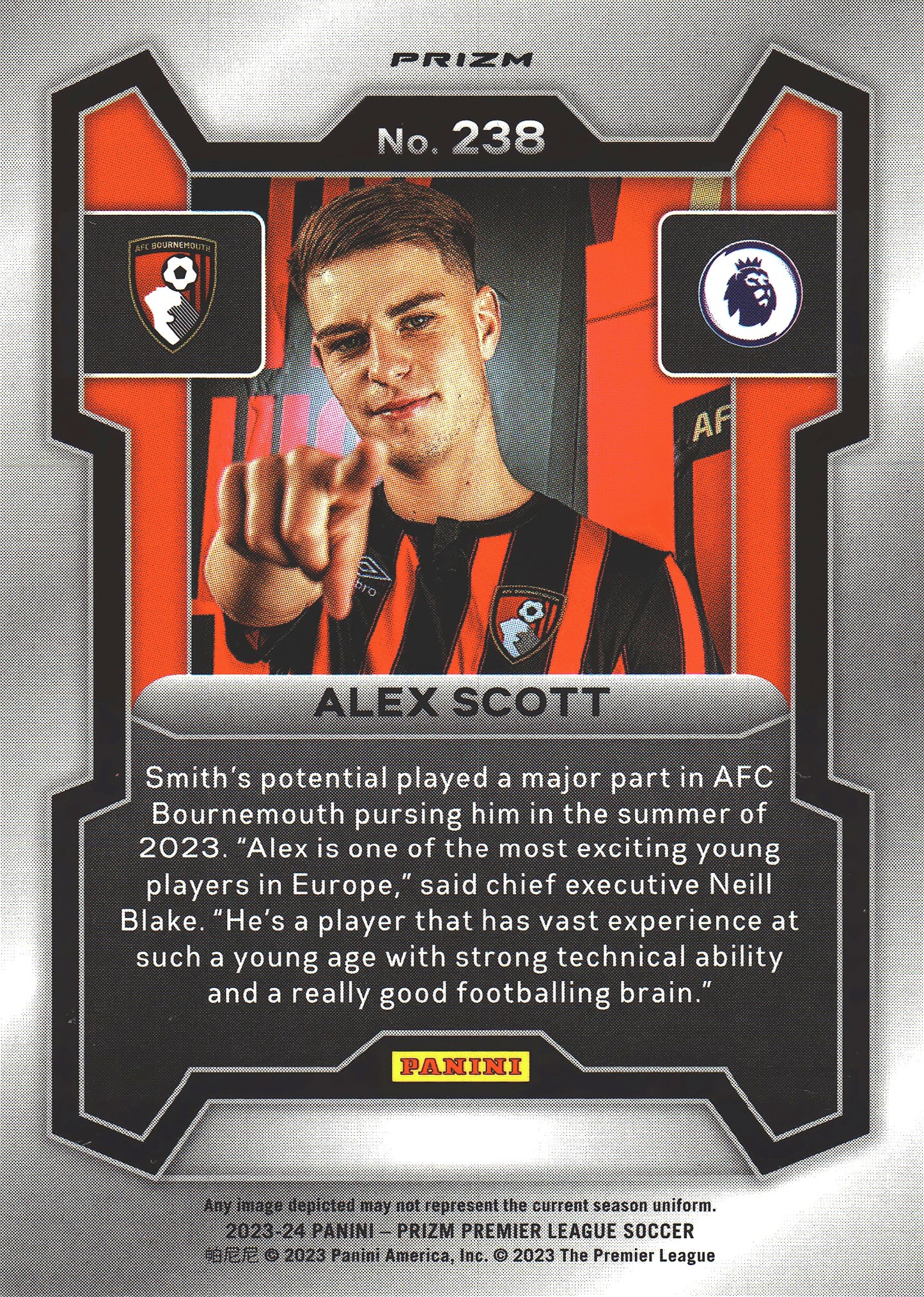 2023 Panini Prizm Premier League Pink Mosaic Alex Scott RC #238 AFC Bournemouth