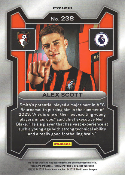 2023 Panini Prizm Premier League Pink Mosaic Alex Scott RC #238 AFC Bournemouth