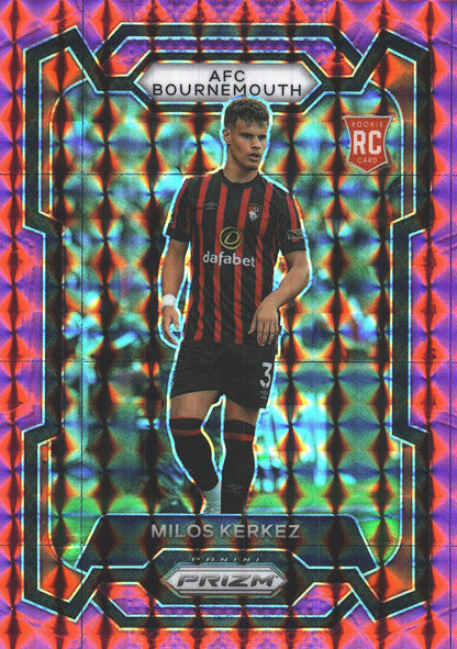 2023 Panini Prizm Premier League Pink Mosaic Milos Kerkez RC #239 AFC Bournemouth