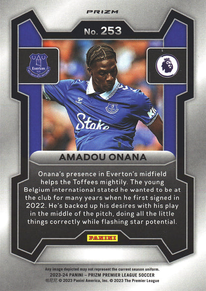 2023 Panini Prizm Premier League Orange Mosaic Amadou Onana #253 Everton