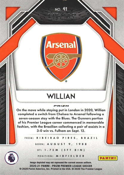 2020 Panini Prizm Premier League Blue Pulsar /195 Willian #41 Arsenal FC