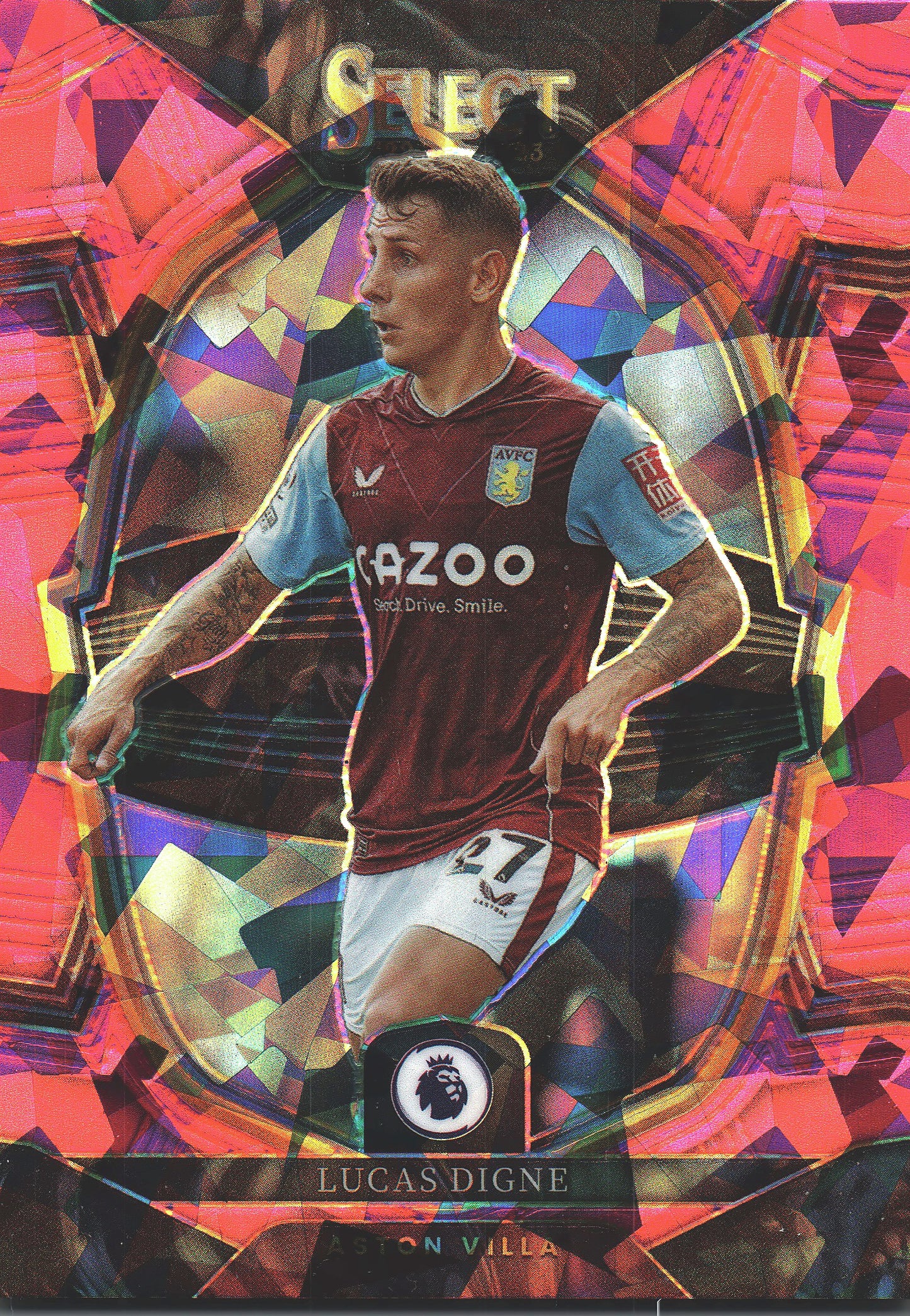 2022 Panini Select Premier League Pink Ice Lucas Digne #13 Aston Villa