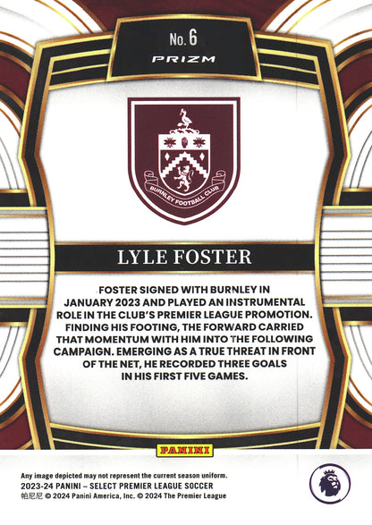 2023 Panini Select Premier League Equalizers Lyle Foster RC #6 Burnley