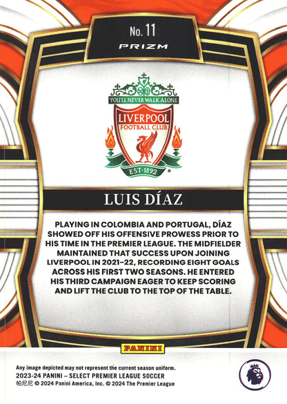 2023 Panini Select Premier League Equalizers Luis Diaz #11 Liverpool
