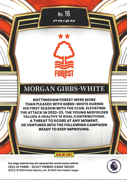 2023 Panini Select Premier League Equalizers Morgan Gibbs-White #16 Nottingham Forest