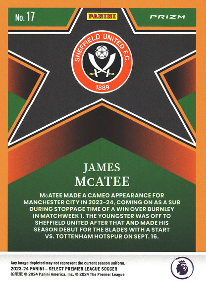 2023 Panini Select Premier League Select Stars James McAtee #17 Sheffield United