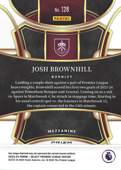 2023 Panini Select Premier League Red Josh Brownhill #128 Burnley