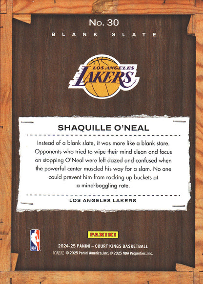 2024 Panini Court Kings Blank Slate Shaquille O'Neal #30 Los Angeles Lakers