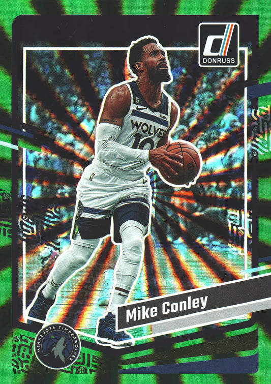 2023 Panini Donruss Green Lazer Mike Conley #13 Minnesota Timberwolves