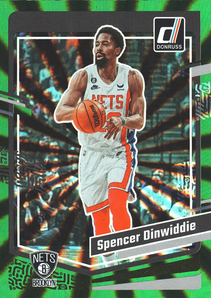 2023 Panini Donruss Green Lazer Spencer Dinwiddie #45 Brooklyn Nets