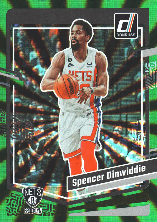 2023 Panini Donruss Green Lazer Spencer Dinwiddie #45 Brooklyn Nets