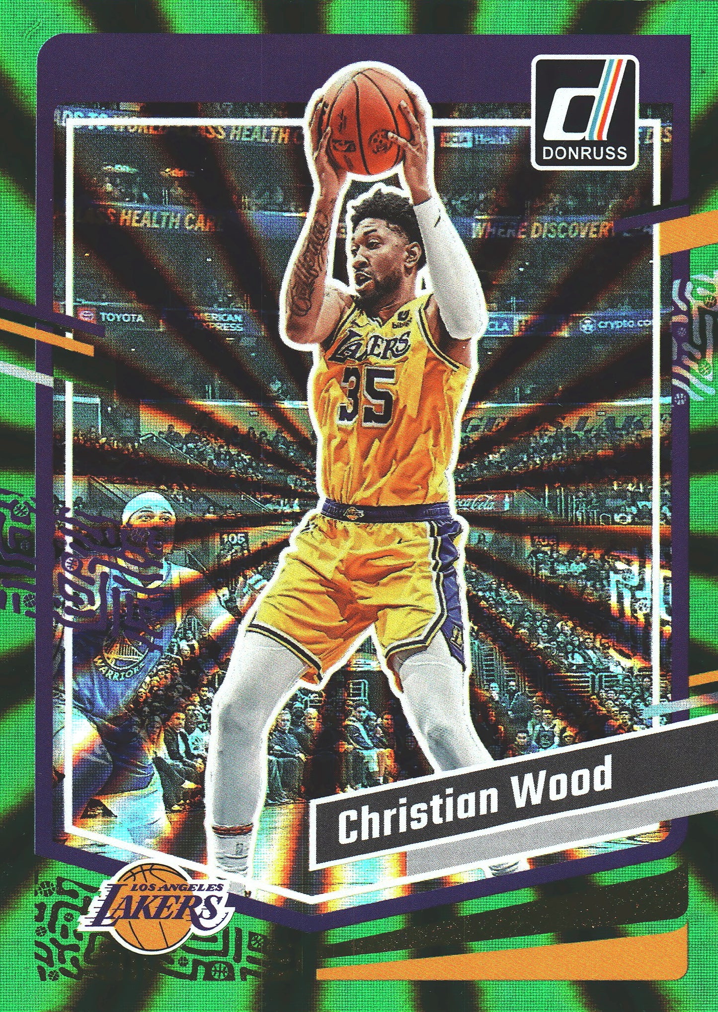 2023 Panini Donruss Green Lazer Christian Wood #62 Los Angeles Lakers