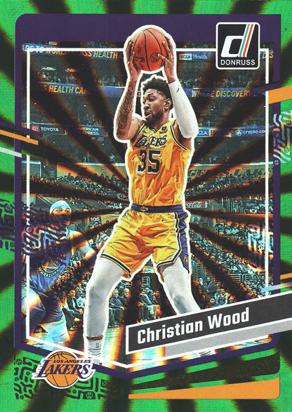 2023 Panini Donruss Green Lazer Christian Wood #62 Los Angeles Lakers
